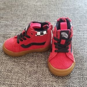 Red Baby Toddler Vans Skate High Checkerboard 4